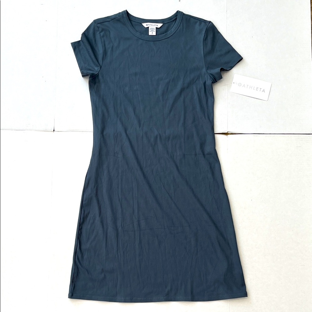 Athleta Signature Rib Baby Tee Dress Women’s Small NWT Eden Color
